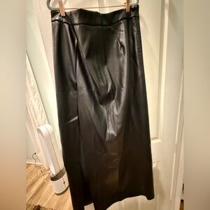 Good American Better Than Faux Black Leather Maxi Skirt